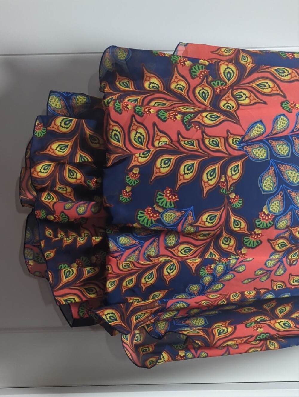 West Kei Navy & Coral Floral-Print Layered Blouse - Picture 4 of 6